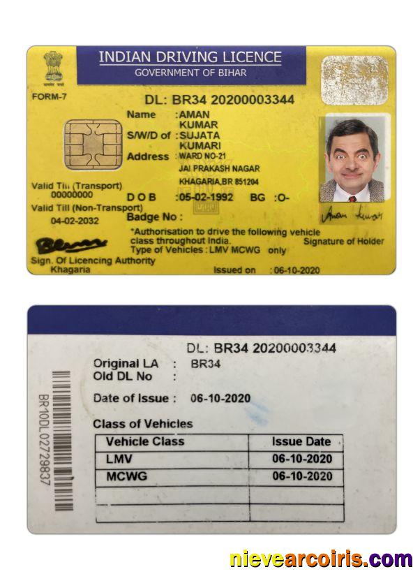 India Bihar state driving license
